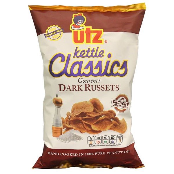 Utz Kettle Classics Potato Chips, Gourmet Dark Russet 8 oz