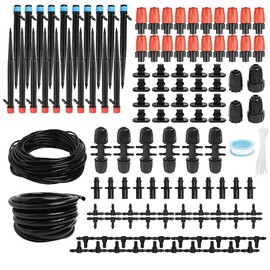 240FT Drip Irrigation Kit, Adjustable Plant Mister, Automatic Irrigation System, Mefape Sprinkler System, Garden Watering System for Greenhouse Yard Lawn, 1/2” 1/4” Drip Tubing