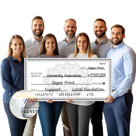 40 x 16 in Large Check Fake Check - Giant Blank Check Oversized Checks for Endowment Donations, Fundraisers, Retirement,Charity & Donation Events