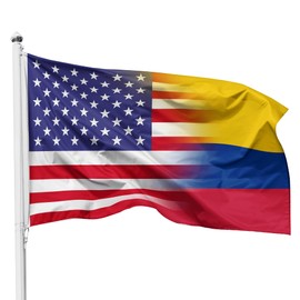 USA Colombia Flag - 3x5 Ft Nylon Indoor/Outdoor Flag with Brass Grommets