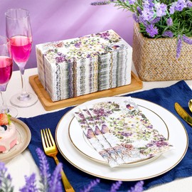 Seajan 200 Pcs Vintage Floral Paper Guest Napkins Disposable Hand Towels for Bathroom Paper Disposable Guest Towels Napkins for Spring and Summer Wedding Bathroom Birthday Dinner Party