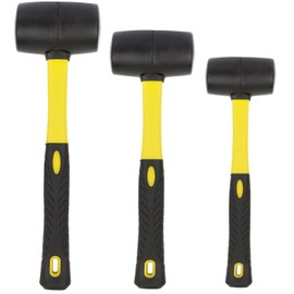 Benchmark - Rubber Mallet Set - 3 Sizes (8 oz, 16 oz, 32 oz) - Durable Low Recoil Rubber Heads with Sure Grip Fiberglass Handles