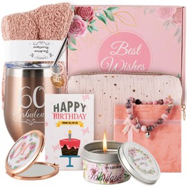60th Birthday Gifts for Women, 60 and Fabulous, Pink 60th Birthday Decorations for Women, Unique Gifts for 60th Birthday Woman, 60 Year Old Birthday Gifts for Women, Mother, Sister, Coworker