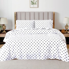 Elegant Comfort Ultra Soft 4-Piece 100% Turkish Cotton Flannel Sheet Set - Holiday Christmas Flannel Sheets, Warm and Cozy Premium Quality, Deep Pocket Fitted Sheet- Queen, Black Elk