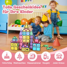 Magnetic Tiles 120 Pieces Children's Toy STEM Magnetic Toy for Children Blocks Building Toy Preschool Learning Toy Gift for 3+ Years Old Boys and Girls