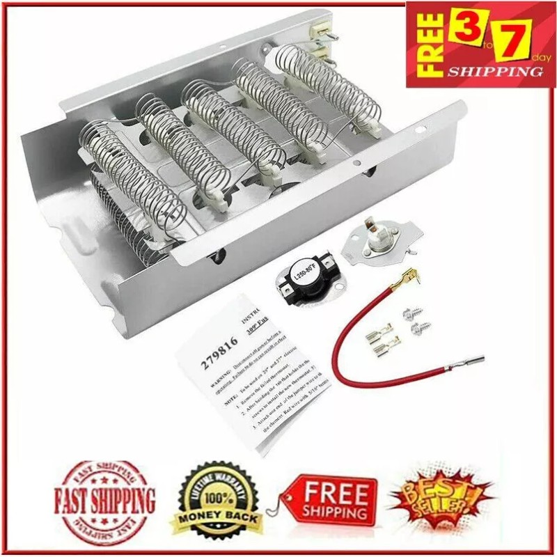 Whirlpool Kenmore W10724237 Dryer Heating Element With Thermostat - NEW