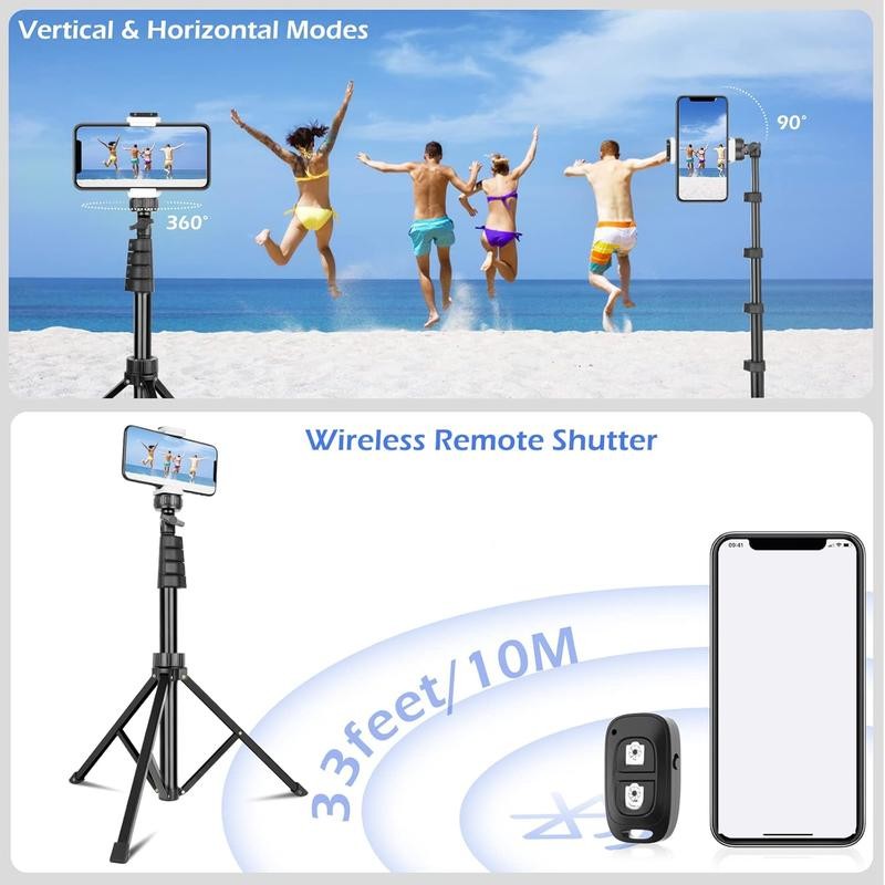 67" Phone-Tripod, Extendable Cell Phone Tripod Stand & Selfie Stick