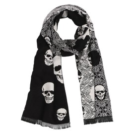 Landisun Women Scarf Men Scarf Skull Shawl Unisex Soft Long Elegant Classical Tassels