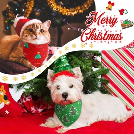 HunnmingRe 20 Pcs Christmas Dog Bandanas Bulk Buffalo Plaid Bandanas for Dogs Xmas Kerchief Set Bibs Triangle Dog Scarf for Small Medium Large Dog Decoration(Classic Color, Tree Pattern)