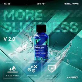 CARPRO Gliss 2.0 - Ceramic Coating for Cars - Hydrophobic Topcoat – Extreme Slickness & Water Spot Protection w/Microfiber Applicators - Repels Oil, Dirt & Grime Making Car Easy to Clean - 50ml Kit
