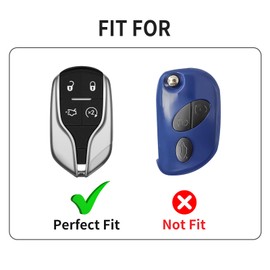 T-carbon Key Fob Cover with Keychain Fits Maserati 2013-2025 Quattroporte Ghibli;Glass Fiber Key Fob Case Fits Maserati 2017-2024 Levante Smart Romote Key Interior Accessories Silver Black