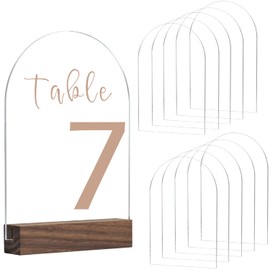 JINMURY 5x7 Inch Blank Clear Arch Acrylic Sign | 10 Pack Arched Round Top Acrylic Sheet 1/8 inch Thick, DIY Acrylic Table Numbers, Arched Modern Wedding Signs, Events& Parties Centerpieces Decor