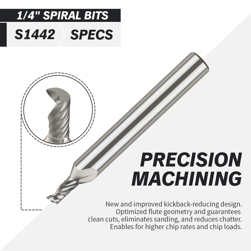ZahyoX O Flute Upcut Spiral CNC Router Bit, 1/4 Inch