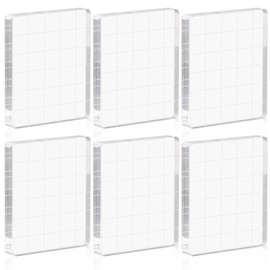 6 Piece Acrylic Stamp Block Set, 5 x 6 cm Acrylic Blocks Stamp Set with Grid Lines Transparent, Acrylic Block Stamp Punching Blocks for Scrapbooking, Card Making, Crafts Making
