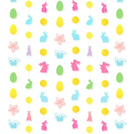 HOWAF 3 Easter Decorations Easter Garland, Easter Egg Garland Easter Bunny String Hanging Garland Easter Bunting Hanging Streamer Happy Easter Banner Decorations for Home Easter Party Supplies, B