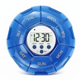 Pastillero con Alarma, Configuración de Recordatorios de Voz para Tiempos de Medicación, Dispensador de Pastillas, Alarma de Recordatorio de Medicamentos