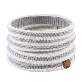 XIAOHAWANG Knitted Baby Boys Girls Scarf Warm Autumn Winter Toddler Scarves Cotton Kids Neck Warmer (Light Gray Stripe)