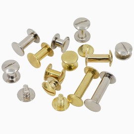 Book Screws Brass-Plated or Nickel-Plated Chicago Screws Book Rivets Size Selectable Various Quantity Belt Screw (Brass-Plated, 5 mm – Pack of 20)