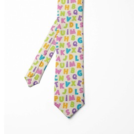 Ambesonne Men's Tie, Letters Alphabet ABC, 3.7", Cream Multicolor