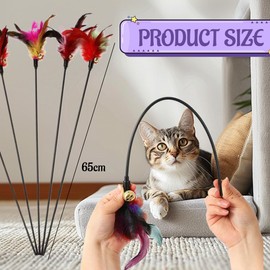 JUGUTA 12 Piece Cat Toy with Feathers, Feather Rod, Interactive Cat Toy Set for Kittens and Cats, Cat Toy