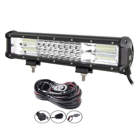 Willpower 15 inch 216W LED Light Bar Triple Row Spot Flood Combo Beam Off Road Lights Waterproof Work Light with Wiring Harness for Jeep Trucks SUV ATV UTV Boat Lights, 12V 24V