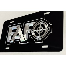 FAFO Scope Car Tag Diamond Etched Engraved Vanity Front Aluminum License Plate
