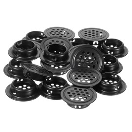sourcing map 60Pcs Circular Air Vents, 25mm Stainless Steel Mesh Hole Round Soffit Vents for Shoe Cabinet, TV Cabinet, Wardrobe Black