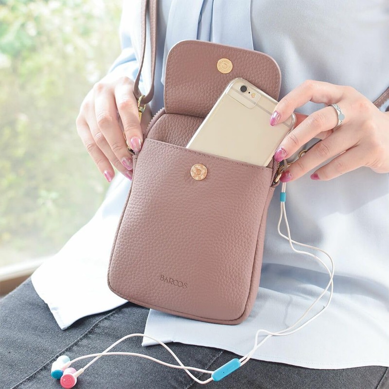 Balcos One Size Women's Vertical Shrink Leather Pochette, purple