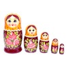 Volga Matryoshka 5 Piece Set of 5 from Semenov Yellow/Brown