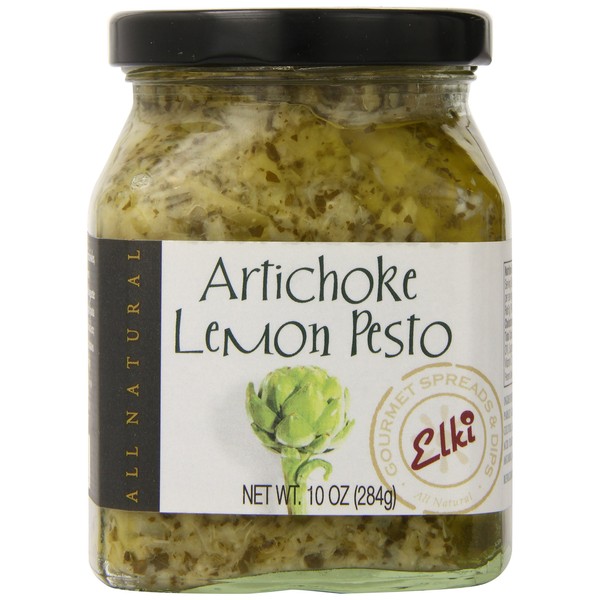 World Market Elki's Gourmet Artichoke Lemon Pesto Sauce - Creamy Spreads for Pasta, Baked Chicken, Fish and Crackers - Made from Fresh and Natural Ingredients - Mediterranean Inspired - 10 Ounce