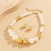 KONPJE - Juego de collar de perlas grandes para mujer,