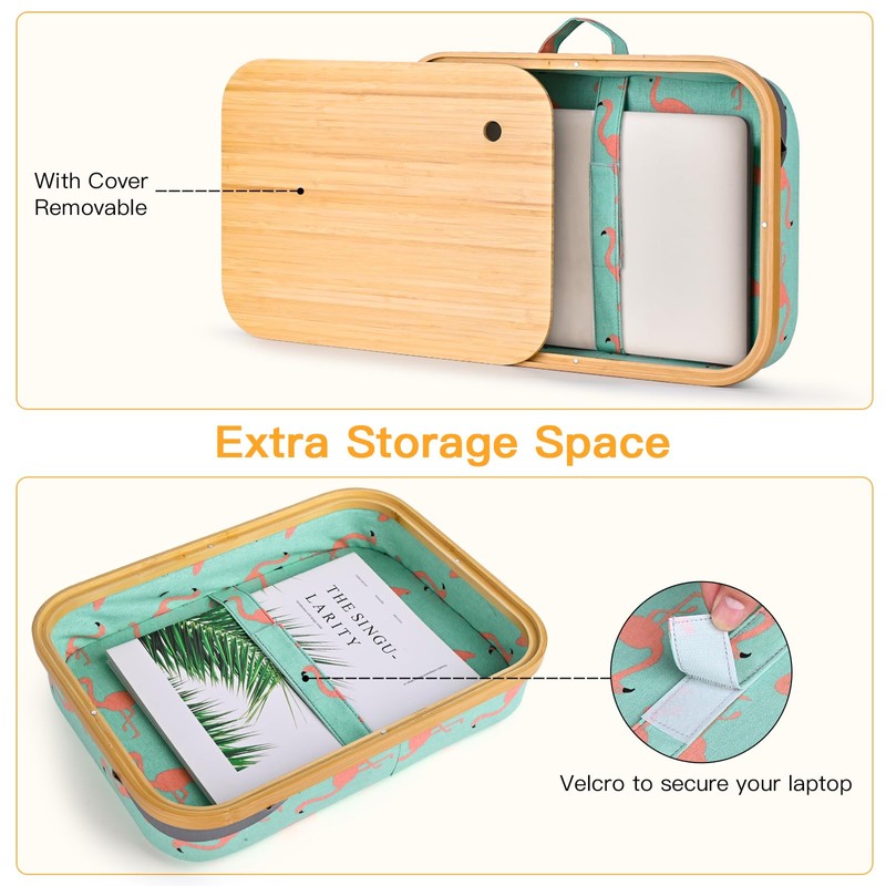 Mayjoy Bamboo Lap Desk with Storage, Cover Removable Lap Desk
