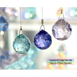 MerryNine Mixed Colorful Crystal Ball Prism with Drilled Hole Sun Shine Catcher Rainbow Pendants Maker, Hanging Crystals Prisms for Windows, for Feng Shui, for Gift(PrismBall-40mm Colorful)