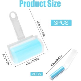 Pack of 6 Lint Rollers, Washable, Reusable Lint Roller, Xtra Sticky Lint Roller, 3 Large and 3 Small, Lint Roller Clothes, for Cleaning Hair, Dust, Lint and Pet Hair