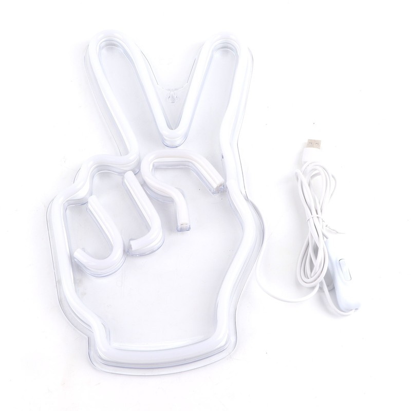 Neon Sign Light Innovative Victory Gesture Decorative Lamp USB Powered