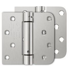 Luxbaro 2 Pack Self Closing Door Hinges, 4 Inch Spring Loaded Hinges with Square & 5/8'' Radius Corners, Adjustable Tension for Garage, Front Door, for Left and Right Hand Door, UL Listed
