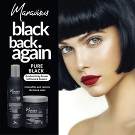 Maravisus Pure Black Hair Shampoo 8.16 oz and Conditioner 8.5 oz Set - Color Reviving Treatment for Black Hair and Gray Coverage - Gradual Gray Eraser, Sulfate-Free, Paraben-Free