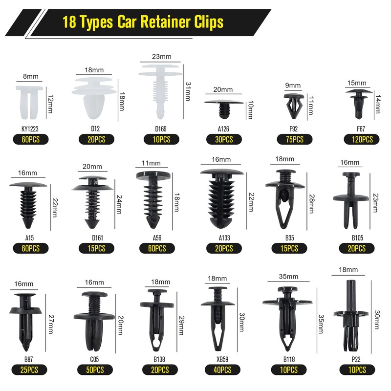 PHYLES Car Mounting Clips, 680 Pieces Universal Mounting Clips -