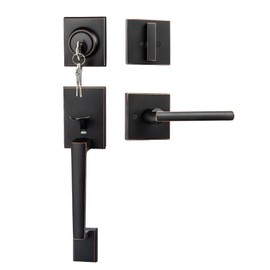 goldenwarm Oil Rubbed Bronze Front Door Handle and Deadbolt Set, Front Door Lock Set with Reversible Handle Lever, Single Cylinder Front Door Handles and Locks