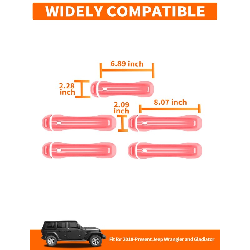 Savadicar 5-Piece Pink Door Handle Cover Trim Set for Jeep