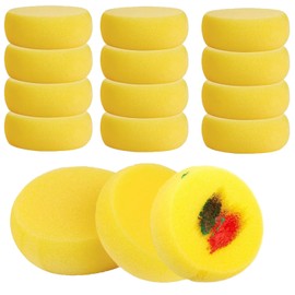 Yellow Round Painting Sponge, 30 Pieces 7.5 cm Round Sponge Set, Craft Hobbies Painting Sponge, Cleaning Synthetic Sponges, Cleaning Art Sponges for Watercolour, Ceramic, Art, Craft, Clay, Face