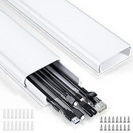 Delamu Canaletas para Cables Pared de 1.6M para 6-8 Cables en Paredes, Solución de Gestión de Cables, Organizador de Cables para TV en Pared, 4X 60MM*20MM*40CM, Blanco