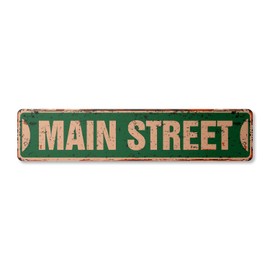 Main ST Vintage Plastic Street Sign Childrens Name Room Sign | Indoor/Outdoor | 30" Wide