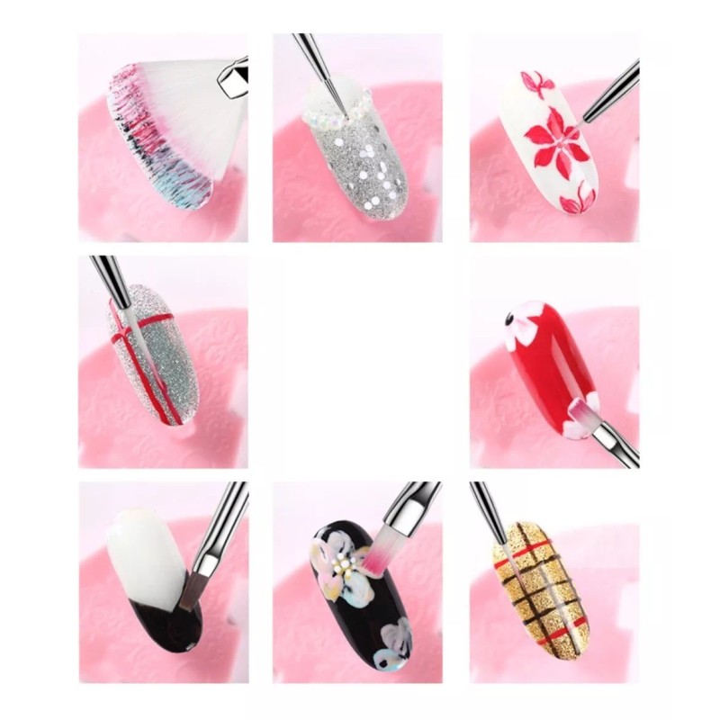 Nail Set De 15 Pinceles Para Mano Alzada + 5