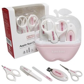 Kini Bini 키니비니 애플 영유아 손톱깍이 가위 네일파일 핀셋 5종세트 KiniVini Apple Baby Nail Clipper Scissors Nail File Tweezers 5-Piece Set