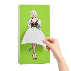 Sirmme Funny Skirt Tissue Box Cover Vintage Classy Cute Lady Skirt Tissue Box Holder Rectangular Creative Unique Decorative Tissue Box Cover for House Bathroom Living Room Bedroom Office (Lime Green)