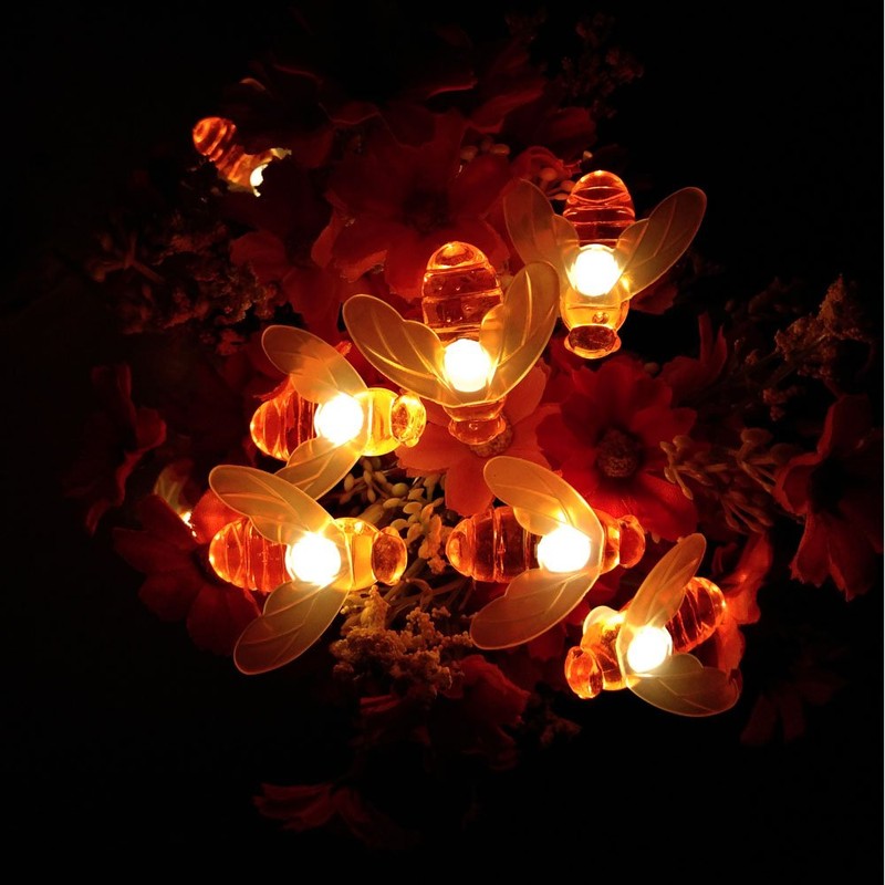 Dreamworth 2-Pack Bee String Lights, 7.5Ft 20 Led Bee Shape