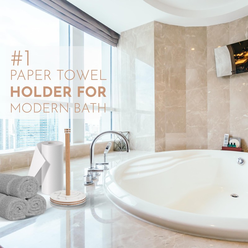 Saddet Stylish White Marble Paper Towel Holder Countertop Kitchen with