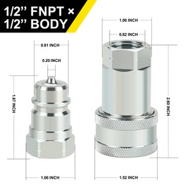 ANCIMOON 1/2'' Ag ISO 5675 Poppet Pioneer Hydraulic Quick Connect Coupler with Dust Caps