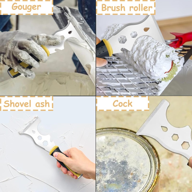 Scraper Tool,Stainless Steel 13-in-1 Painters Tool, Putty Scraper Professional Quality,Professional